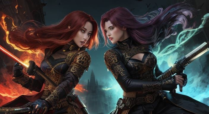 Anime Warriors Clash in Mystical Graveyard