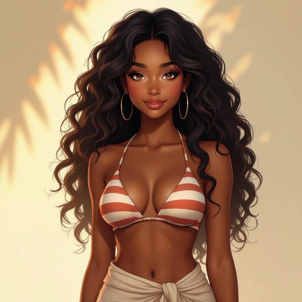 Anime-Inspired Portrait of a Woman in Summer Lighting