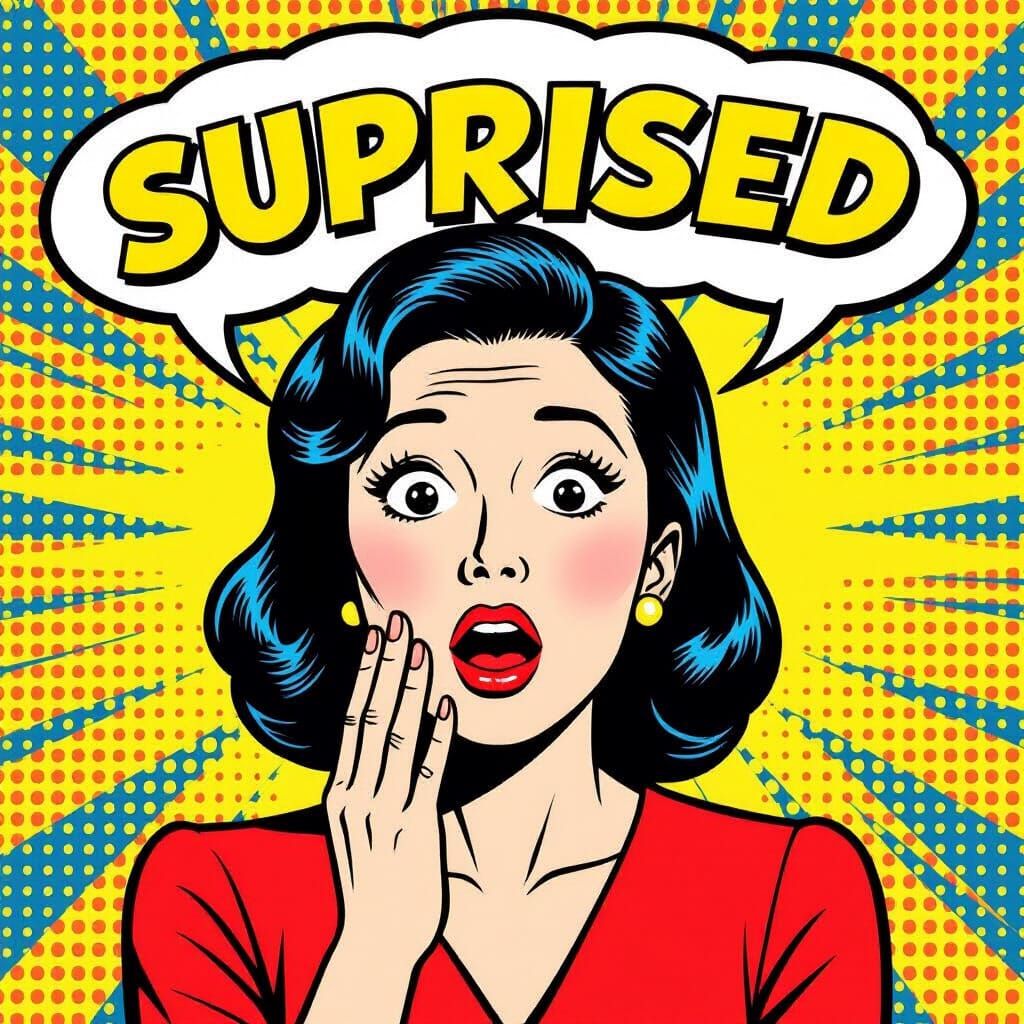 Shocked Japanese Woman in Roy Lichtenstein Pop Art Style