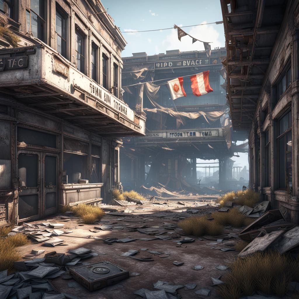 Abandoned Space Travel Office in Ruined City