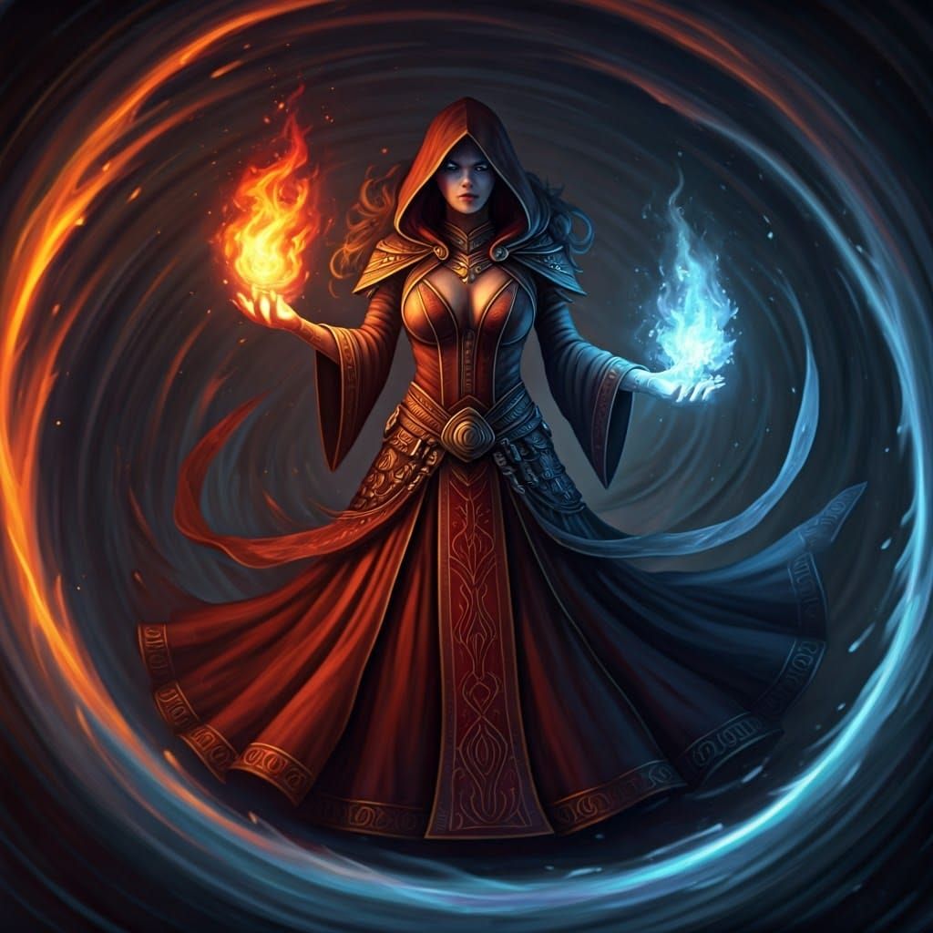 Eternium Mage Conjuring Fire and Ice