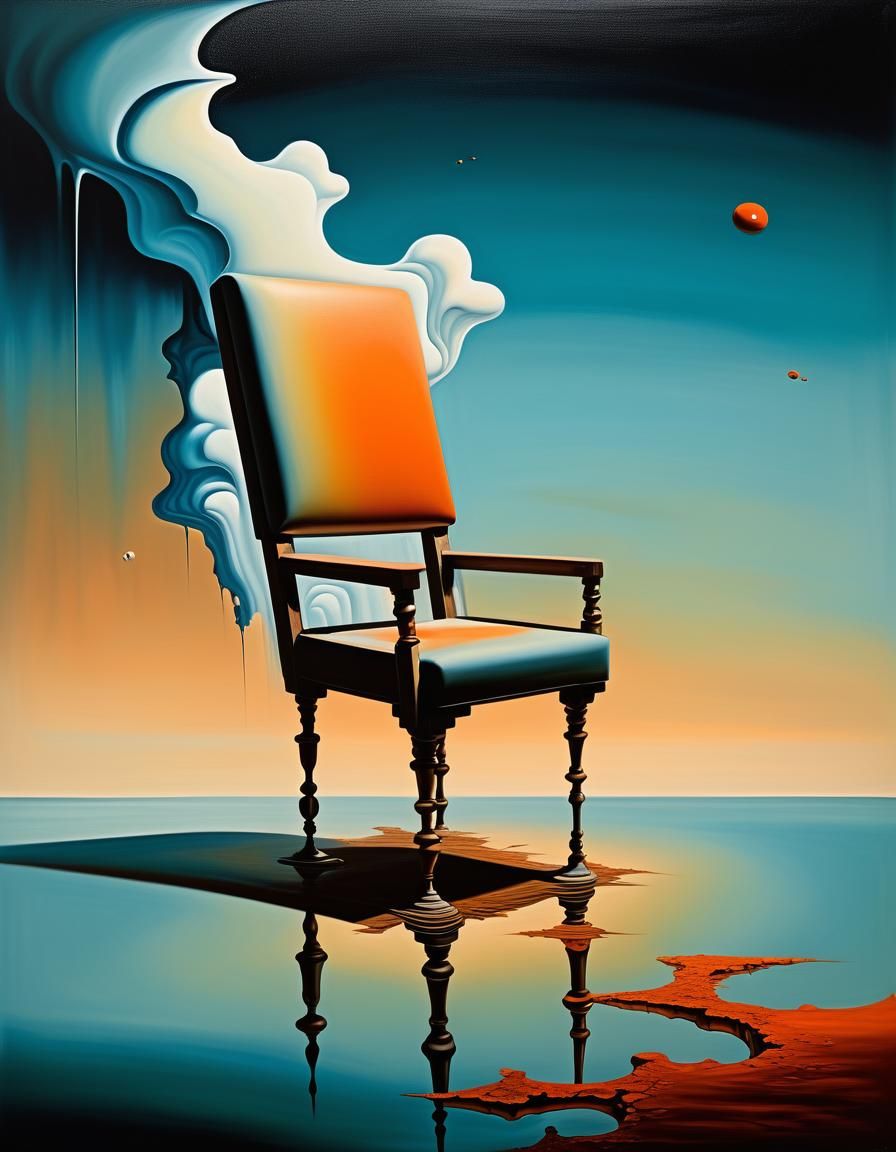 Surrealist Chair Made of Houses in Liminal Space