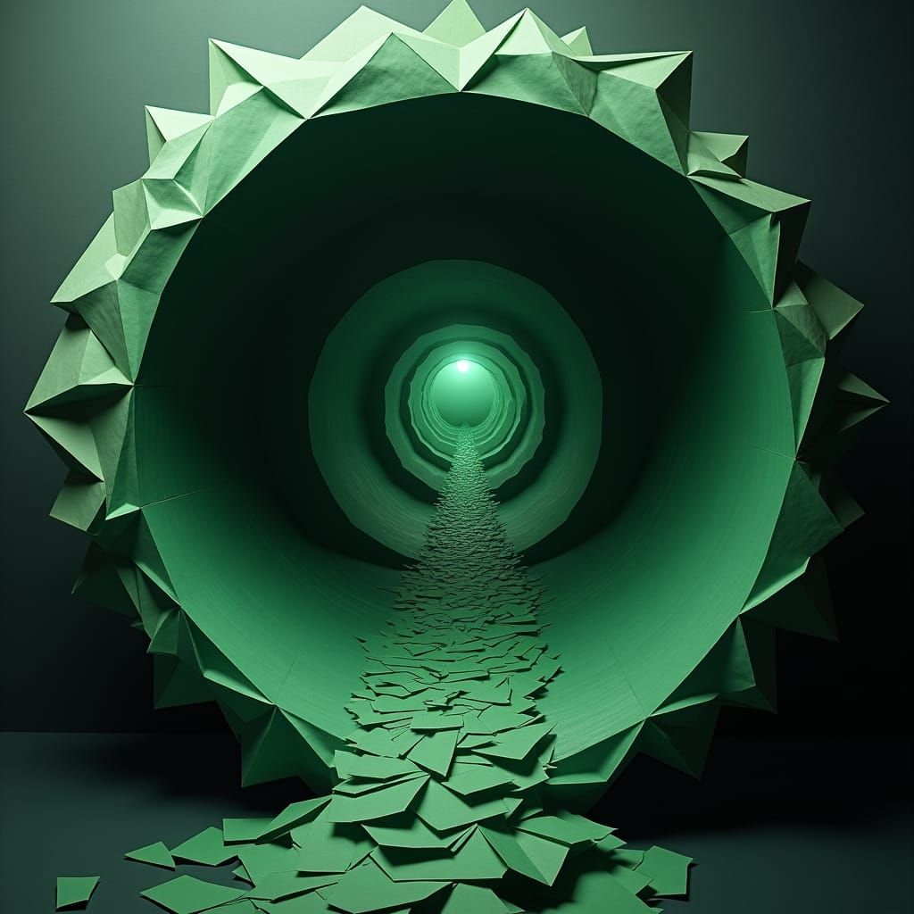 Geometric Green Landscape with Crystalline Rivers