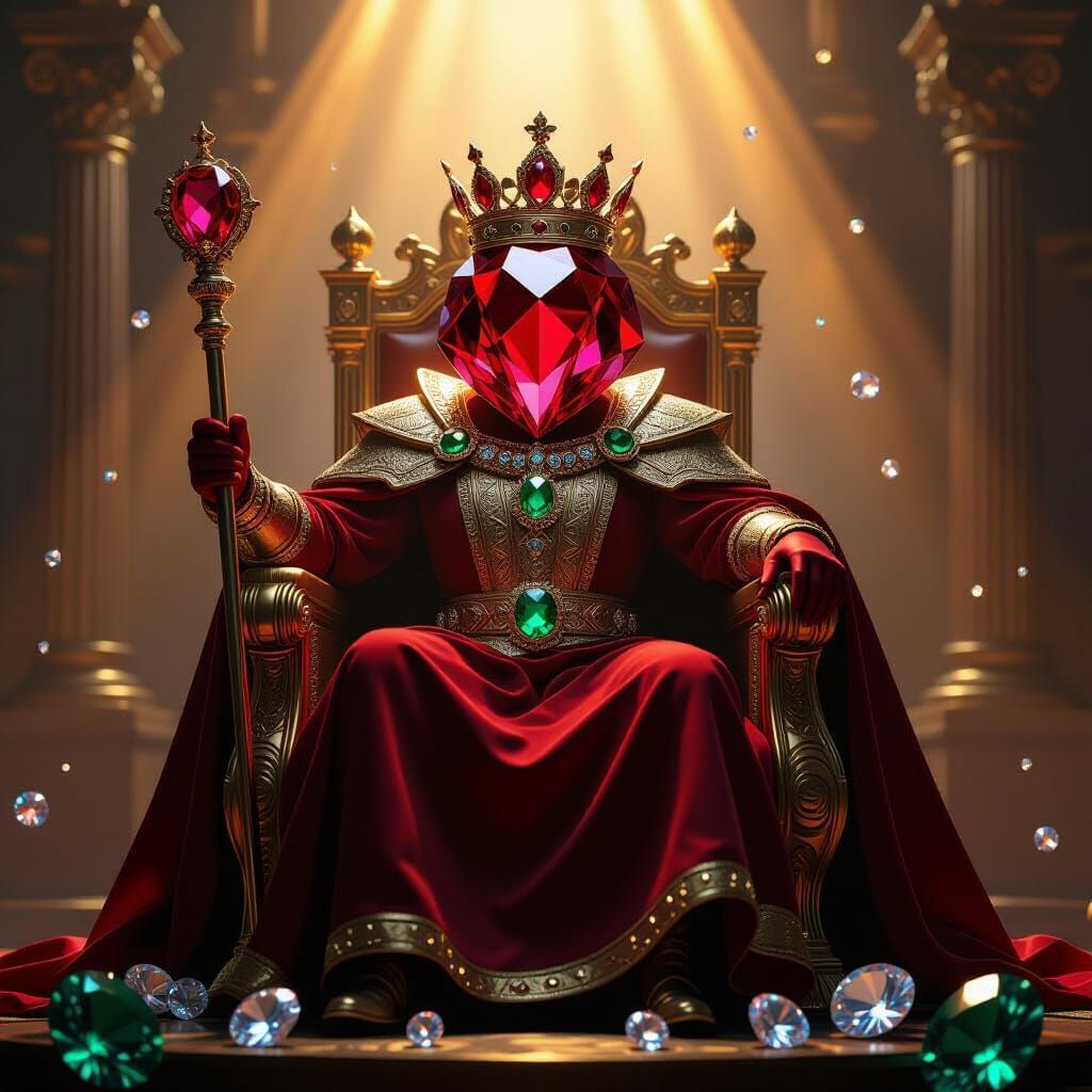 Regal Ruby King on Golden Throne