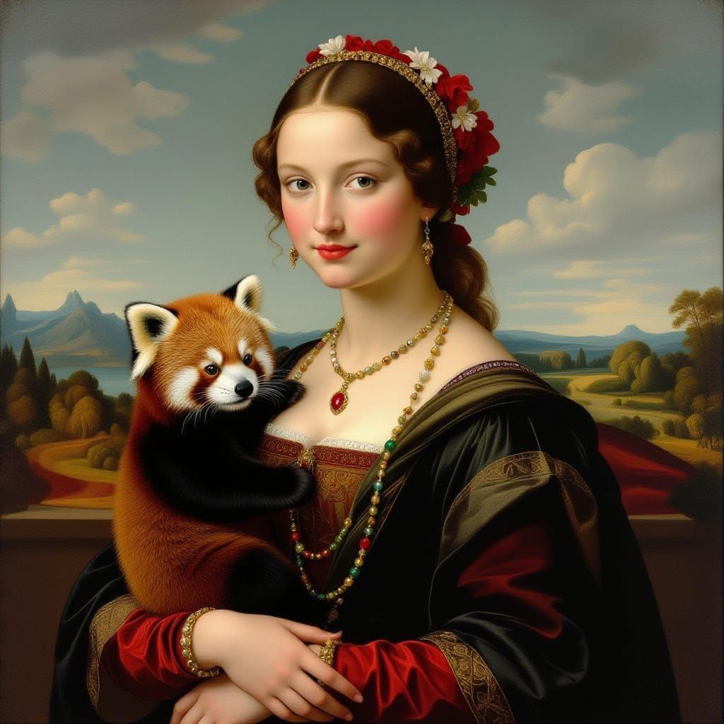 Renaissance Portrait: Lady with Red Panda
