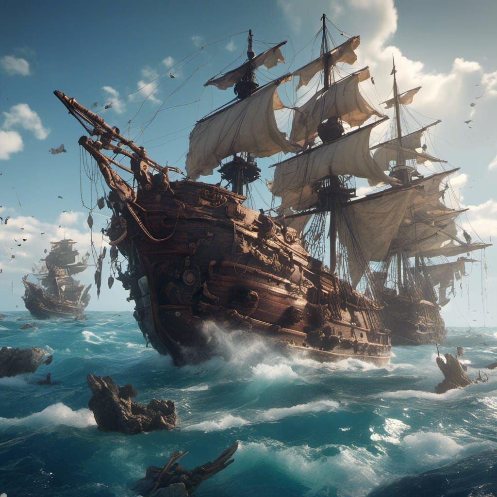 Future Pirate Beet Ocean War in 3D Anime Art