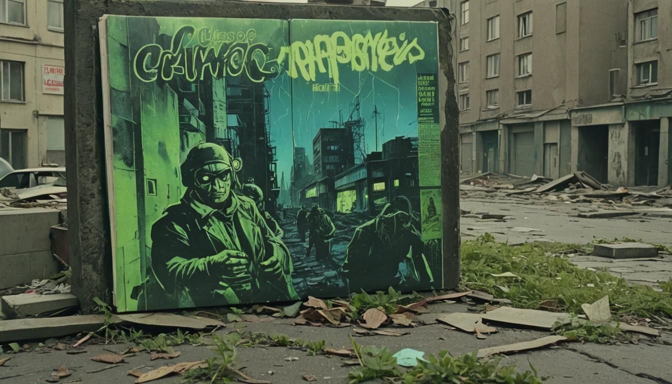 Dystopian Cityscape in Polish Comic Art Style