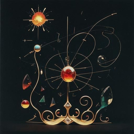 Abstract Flames and Jewels in Miro Style