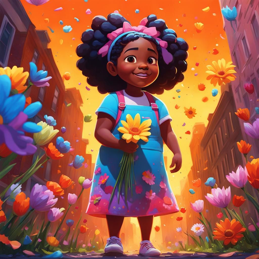 Black Girl with Flowers: Graffiti Art for Mother's Day