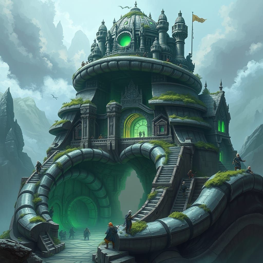 Surreal Citadel on a Colossal Shell-Spire