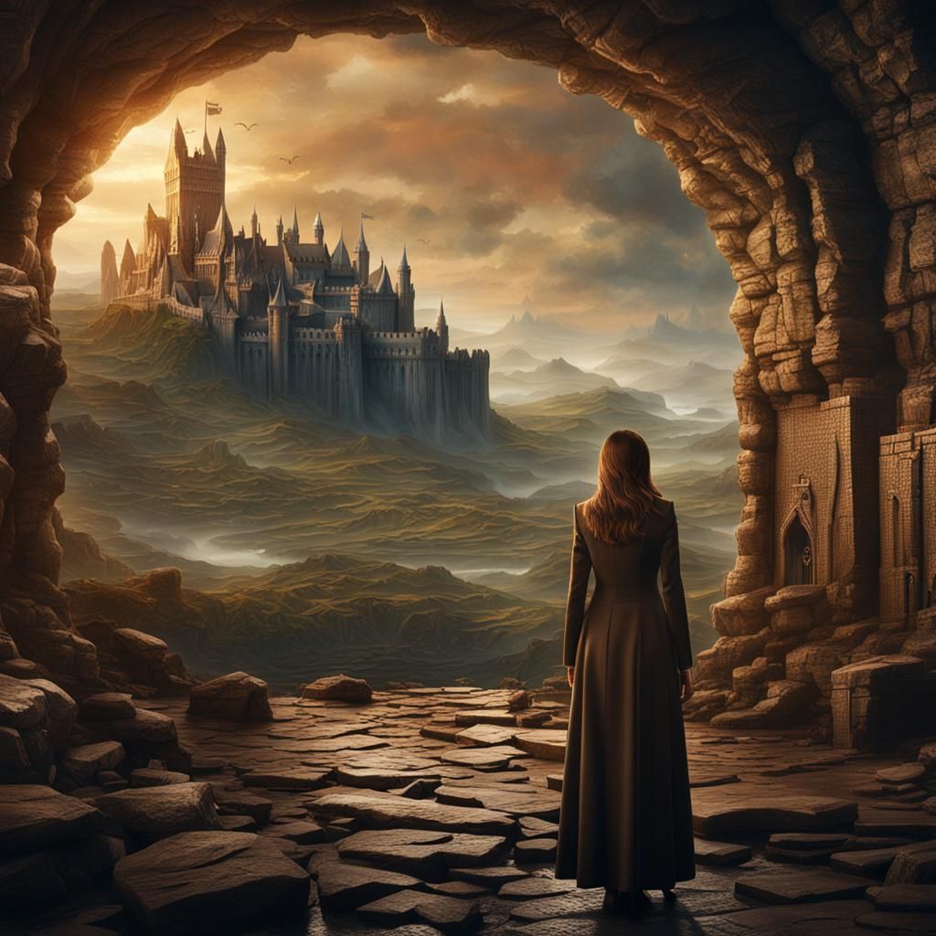 Melania Trump at Tolkien's Wall: Detailed Matte Painting