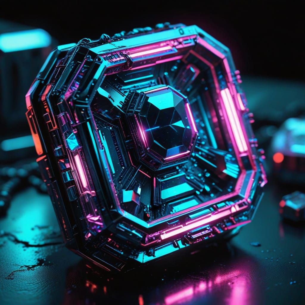 Cyberpunk Crystal Jewelry in Neon Case