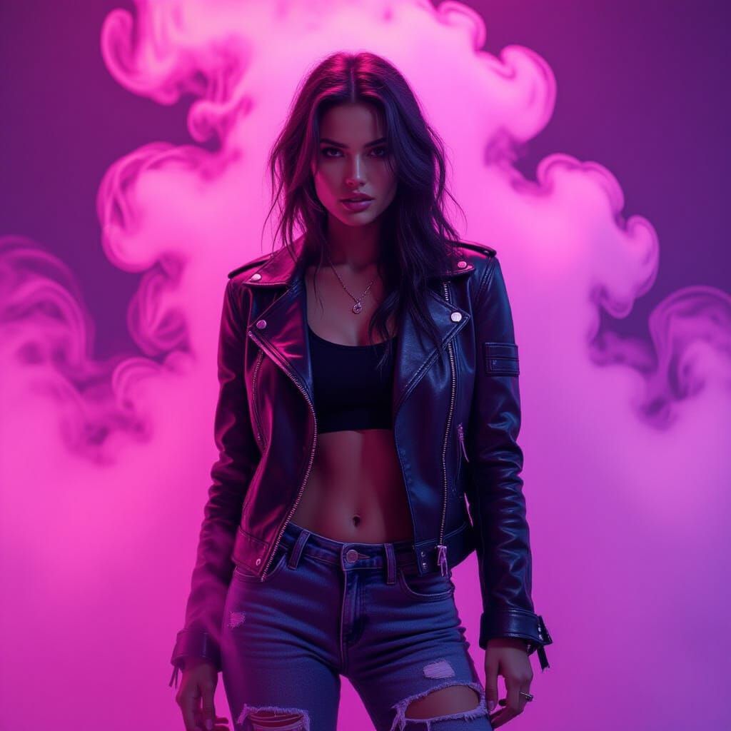 Cyberpunk Woman in Neon Light