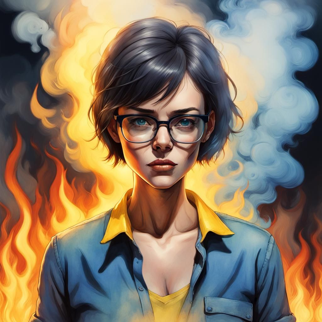 Realistic Woman Portrait in Comic Book Style