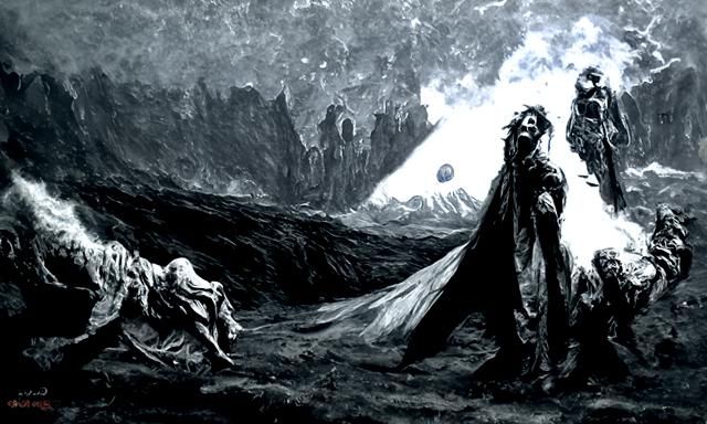 Horrific Moonscape in Doré Style