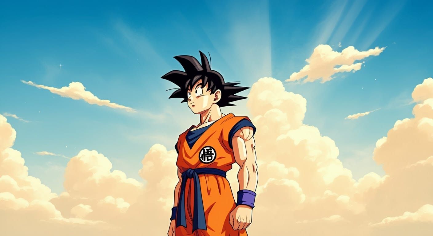 Goku Contemplates the Cosmos in Vibrant Colors
