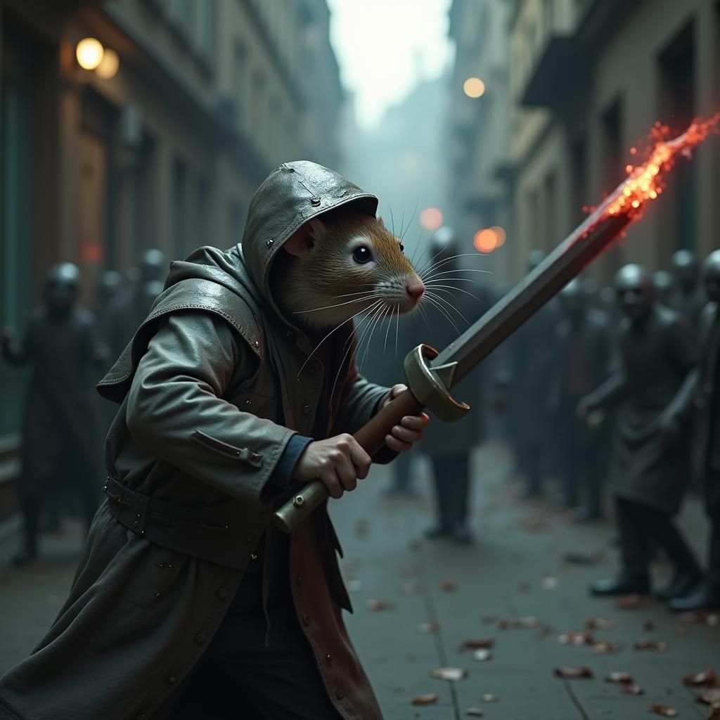 Courageous Rat Battles Zombies in Post-Apocalyptic City