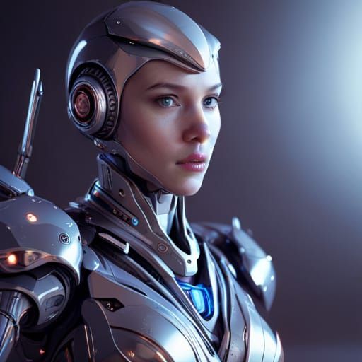Futuristic Robotic Female in Sci-Fi Style