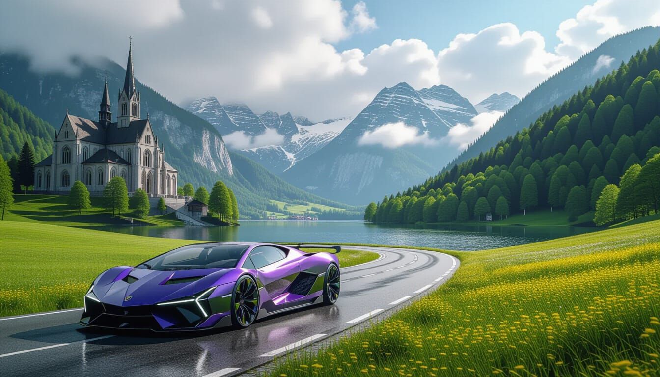 Lamborghini Terzo Millennio in the Alps: Hyperrealistic Conc...