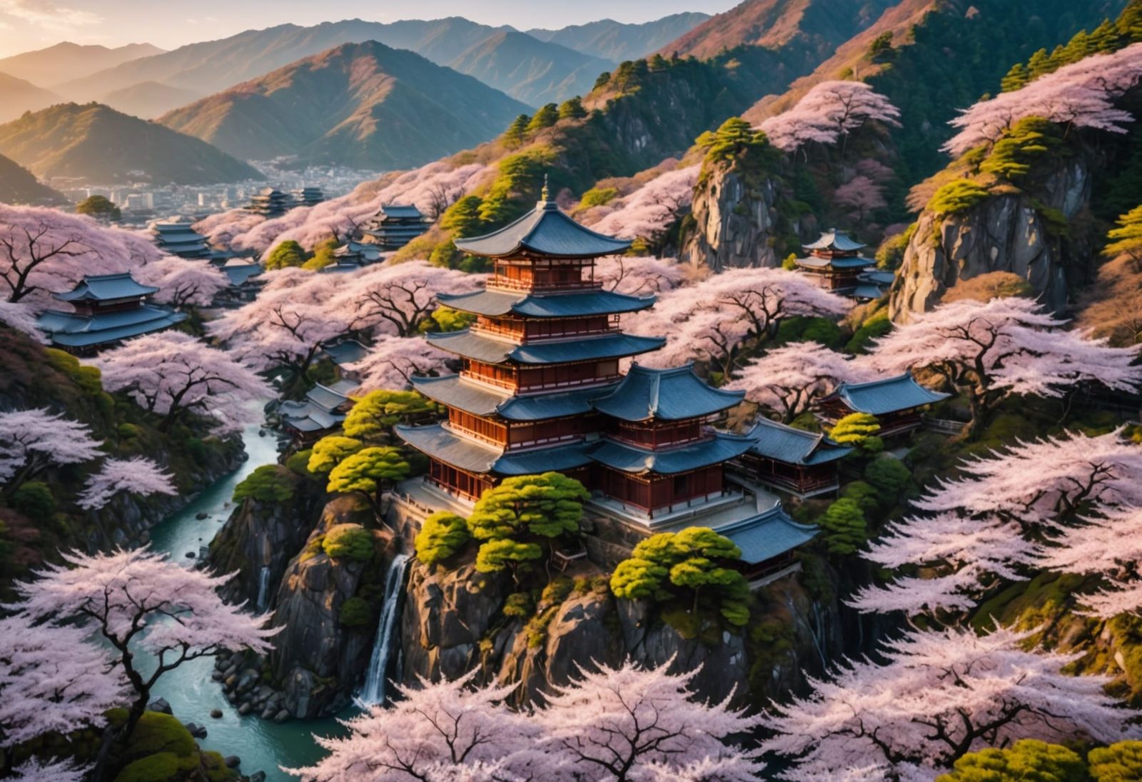 Breathtaking Aerial View of Japanese Temple