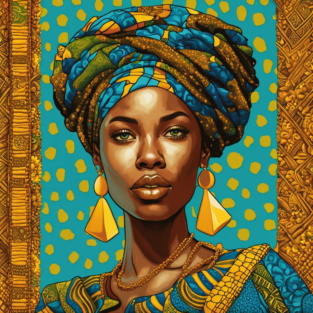 Young Woman in Afro-Pop Art Style Portrait