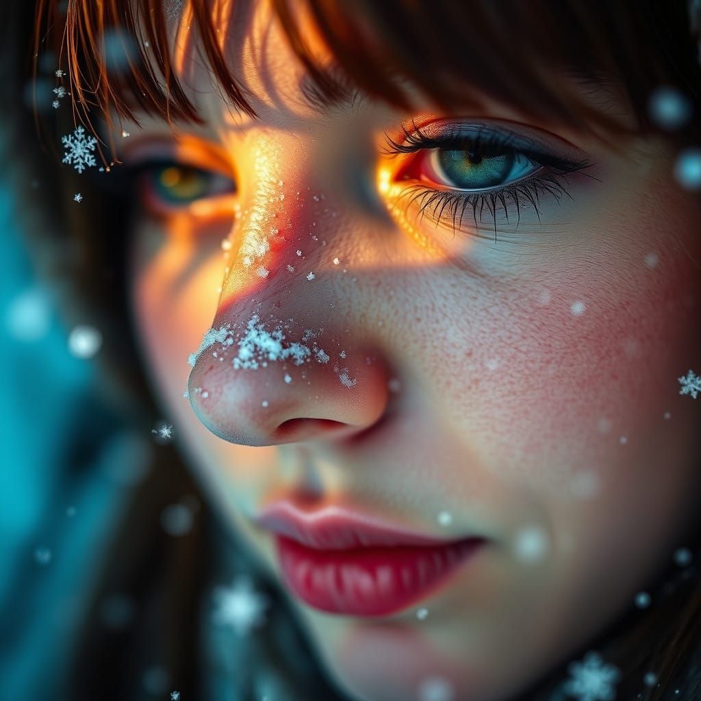 Intimate Snow-Kissed Portrait in Moody, Dreamlike Aesthetic