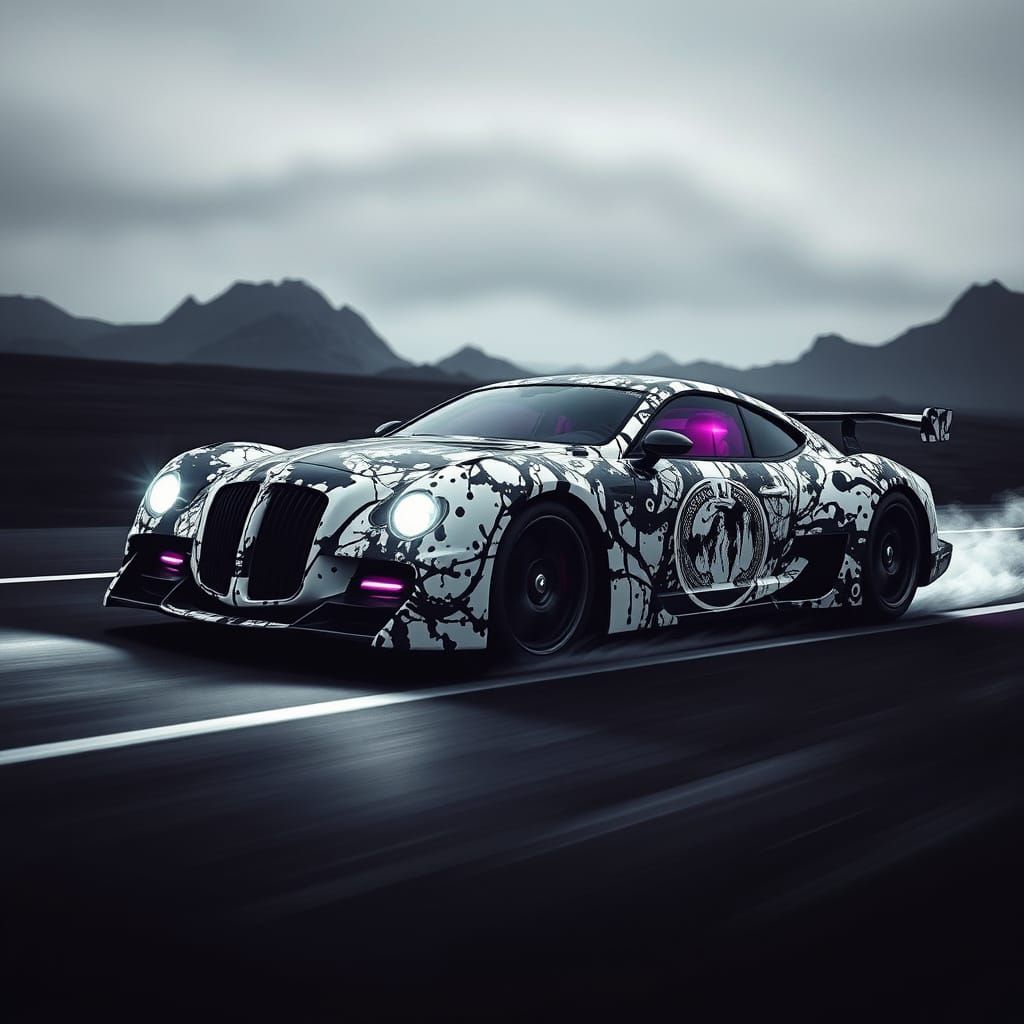 Steampunk Car Made of Rorschach Ink Blots