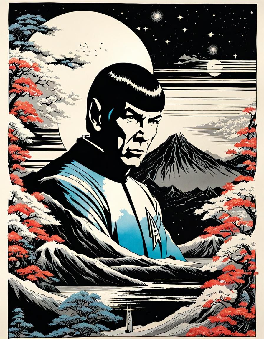 Mr. Spock as Japanese Ink Drawing