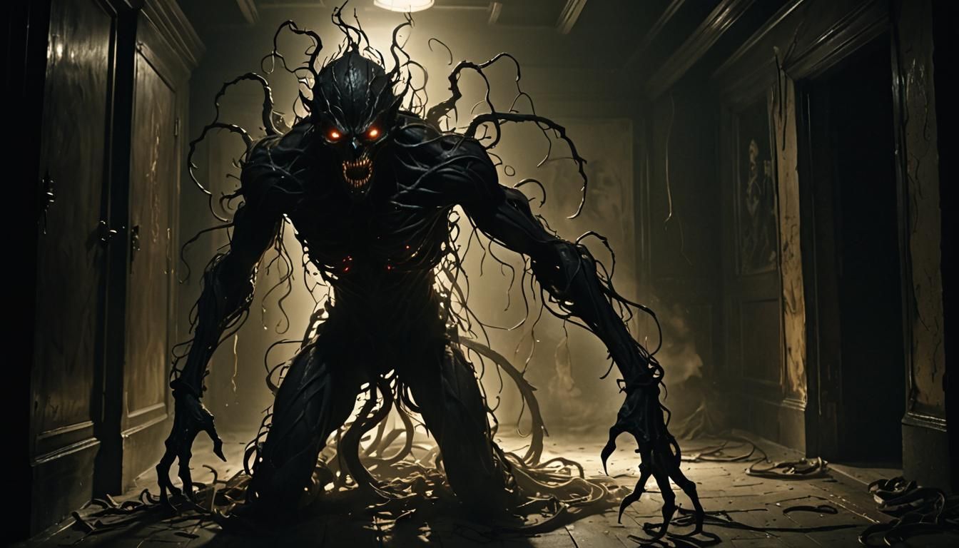 Dark Fantasy Creature Emerging from Shadows