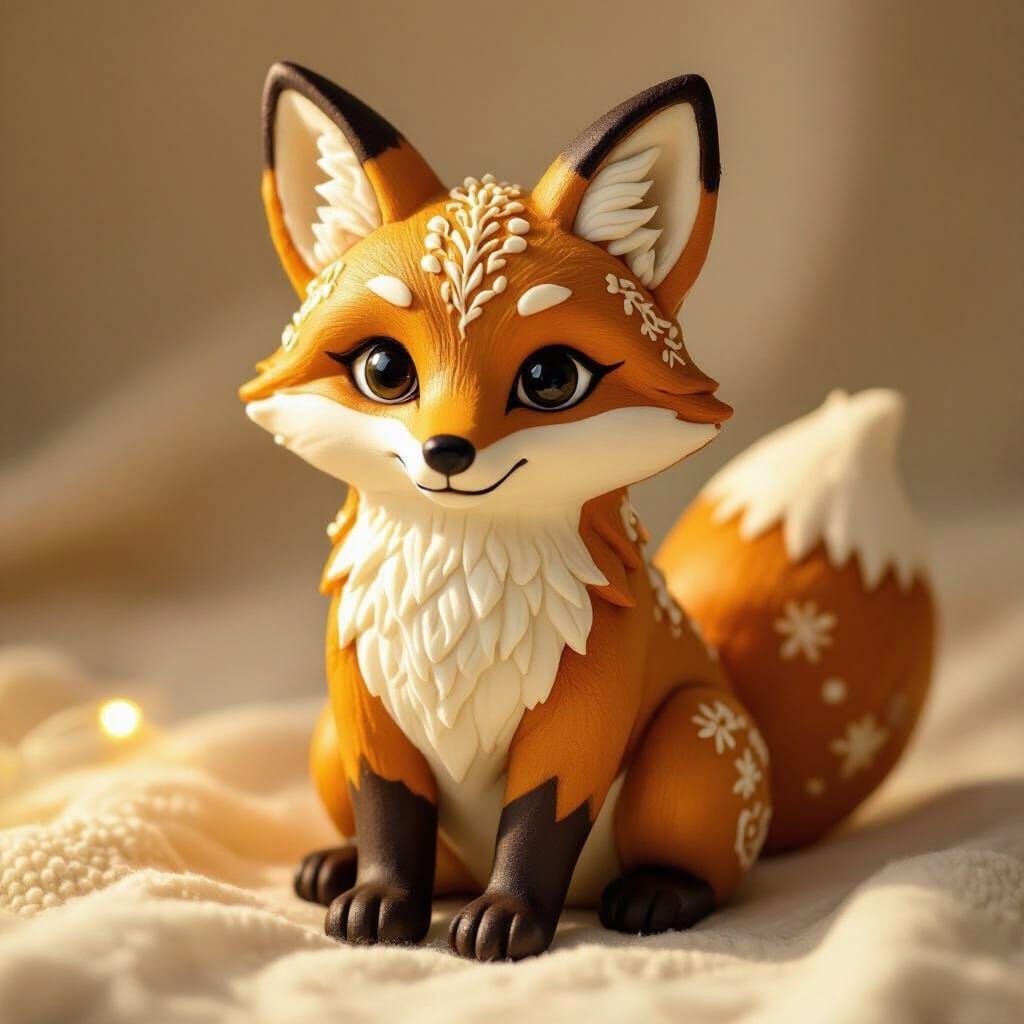 Whimsical Fox Figurine Made of Banana Bread
