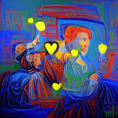 Love renaissance painting glowing neon Van Gogh 8k resolution heart pop art