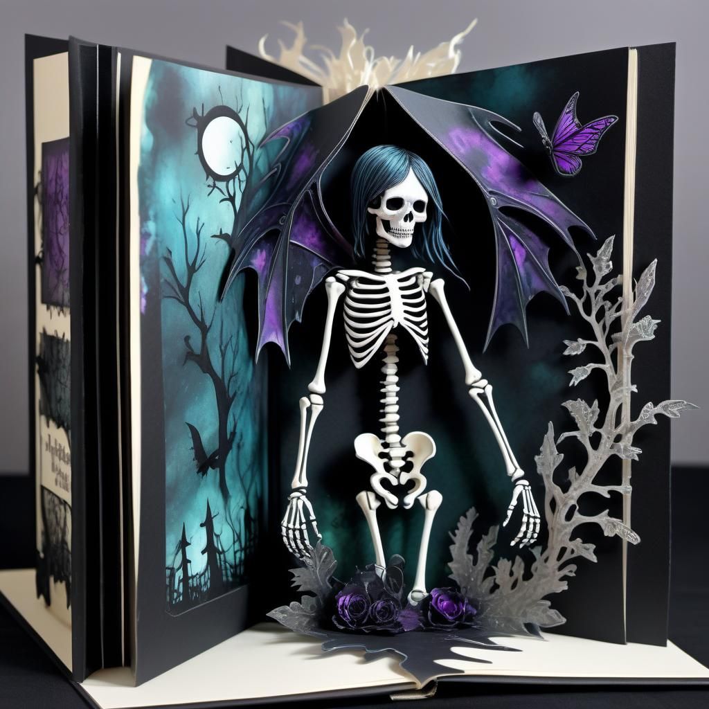 Goth Pop-Up Book with Skeleton Fairy