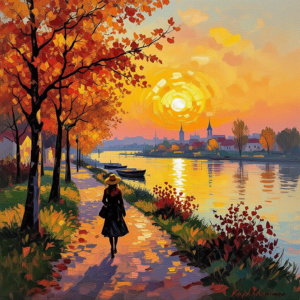 Autumnal Landscape in Impressionist Style