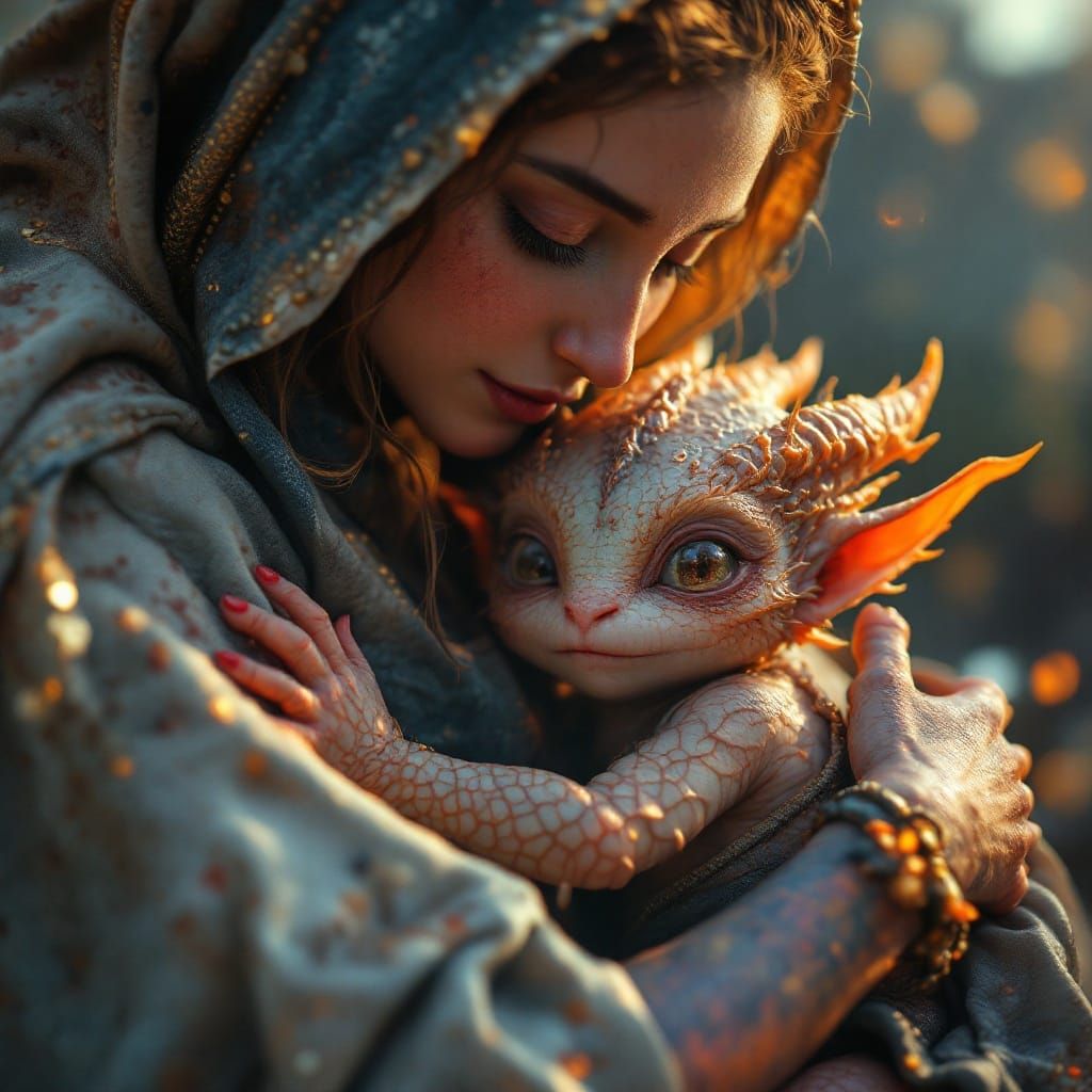 Dragon Child Portrait in Impressionism Style