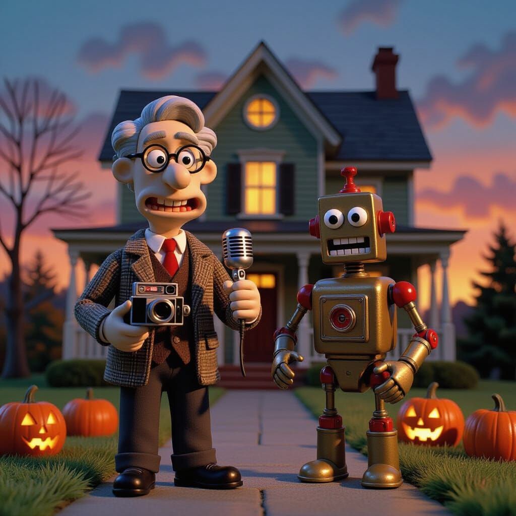 Claymation Investigator & Robot at Haunted House