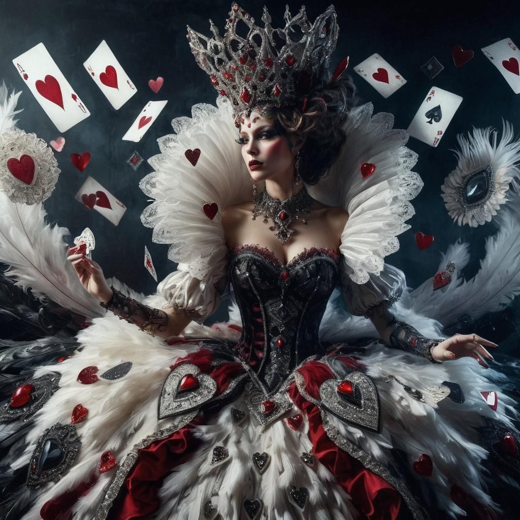 Gothic Queen of Hearts Portrait in Fantasy Style