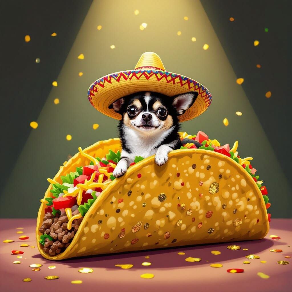 Chihuahua in Taco Pop Art Style