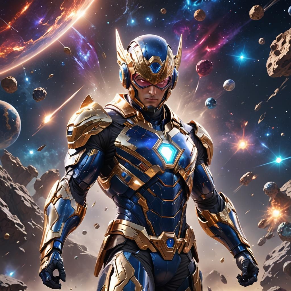 Cosmic Superhero in Detailed 3D Anime Art