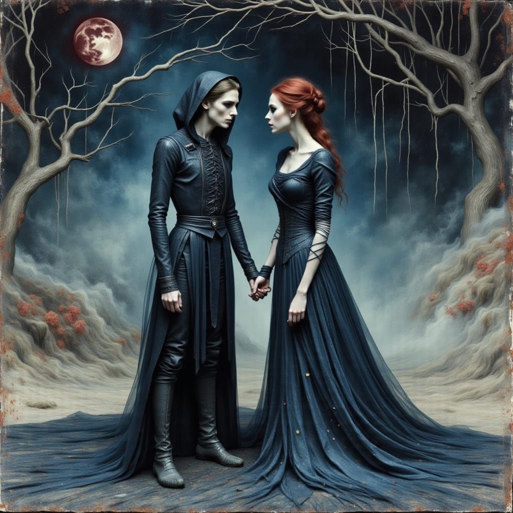 Dark Fantasy Scene with Abstract Magic