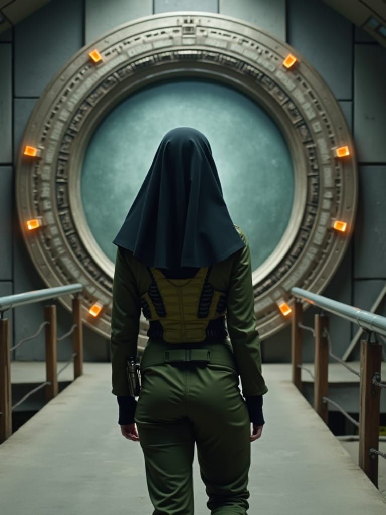 Natalie Dormer as a Tactical Operative Standing Guard Over t...