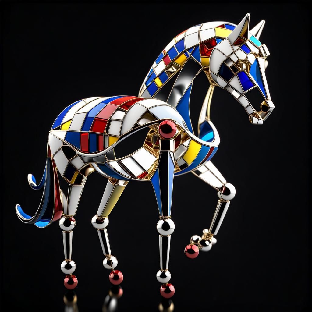 Geometric Jewel-Toned Object in Mondrian Style