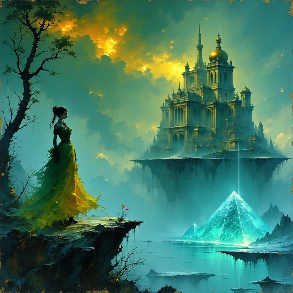 Eiffel Tower Ablaze on Island in Surreal Scene