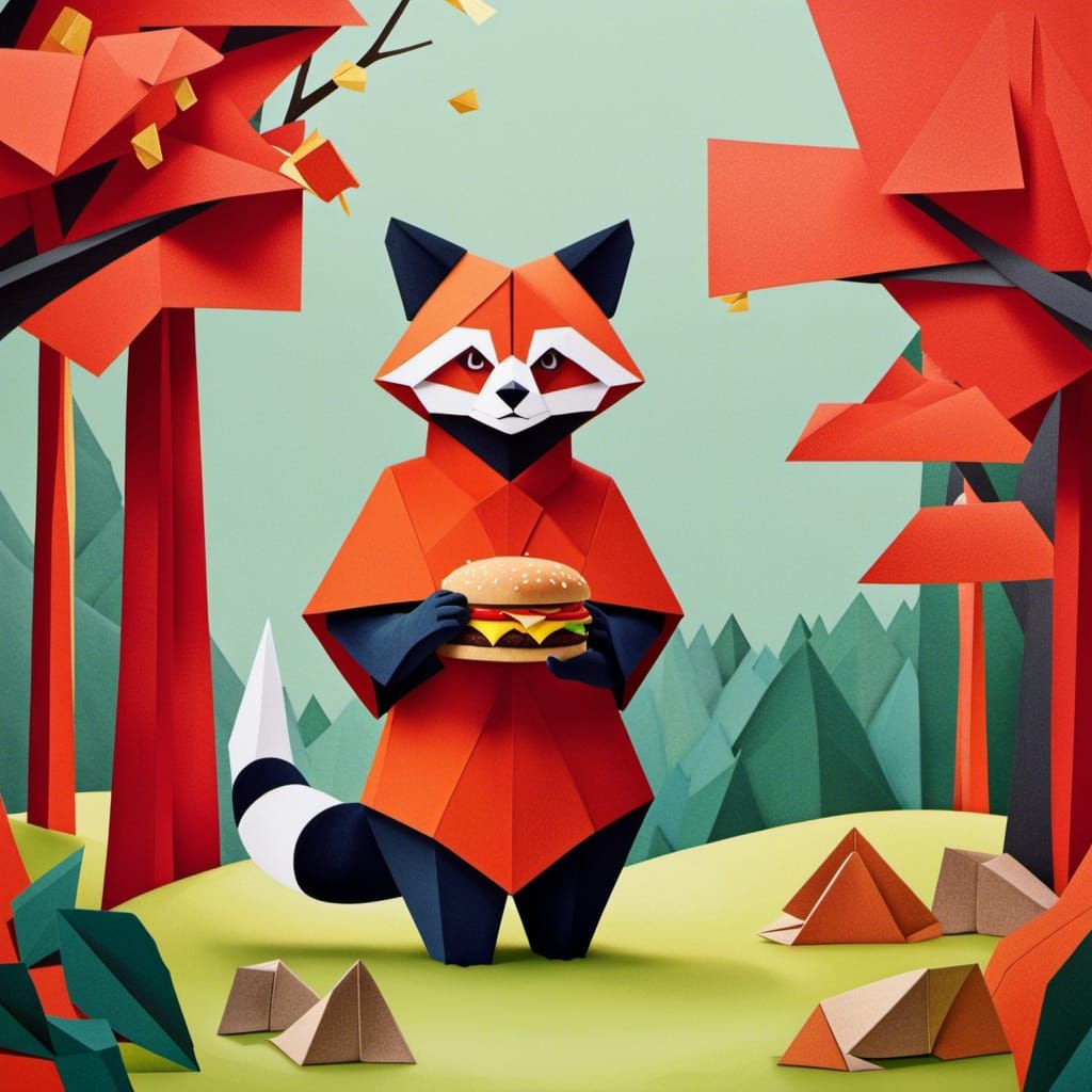 Origami Red Panda Feast in Paper Park