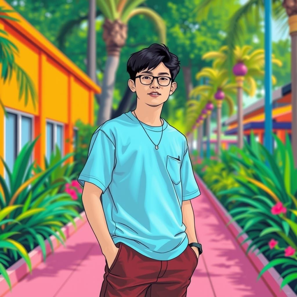 Colorful Outdoor Portrait in Pop Art Style