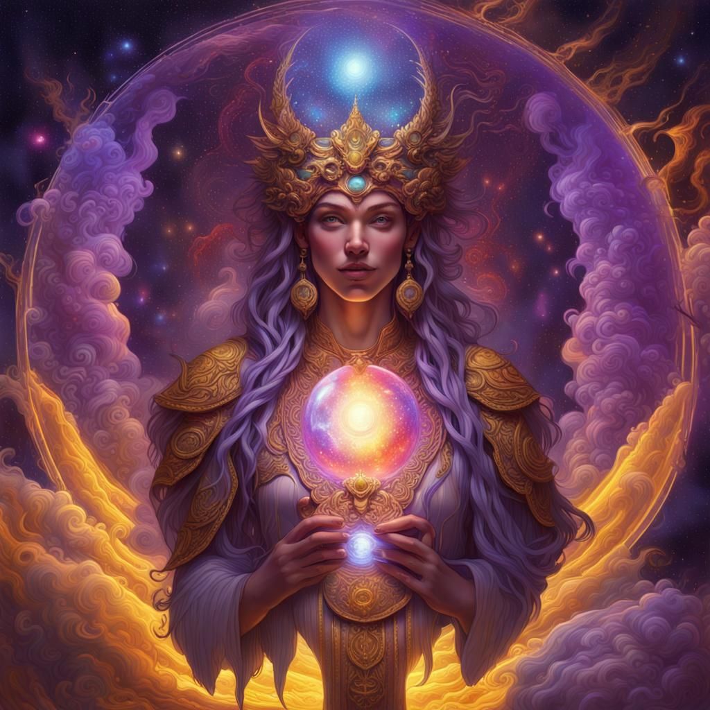 Holographic Astral Gods in Cosmic Illustration