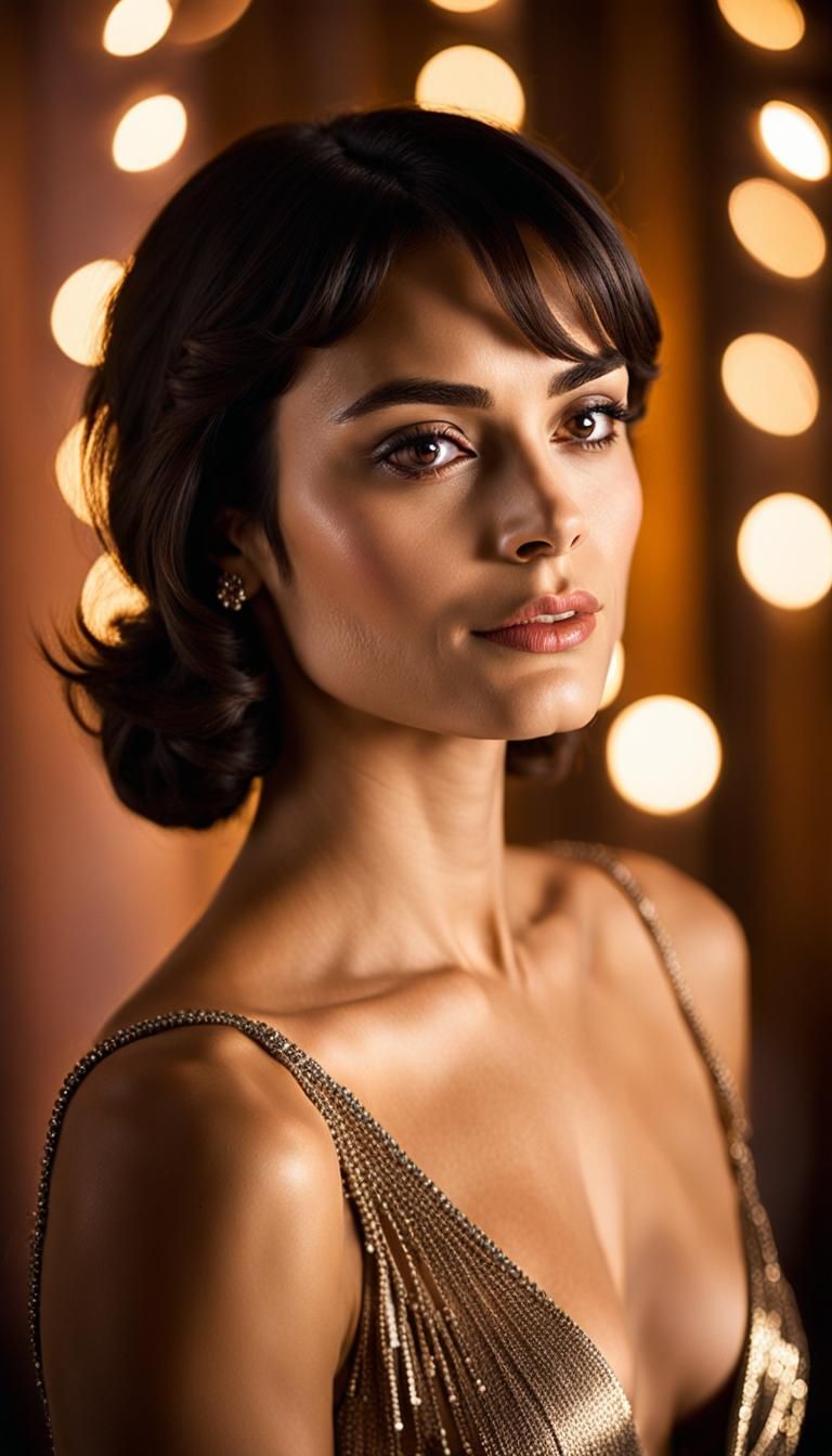 Beautiful Woman with Brown Eyes in Studio Setting