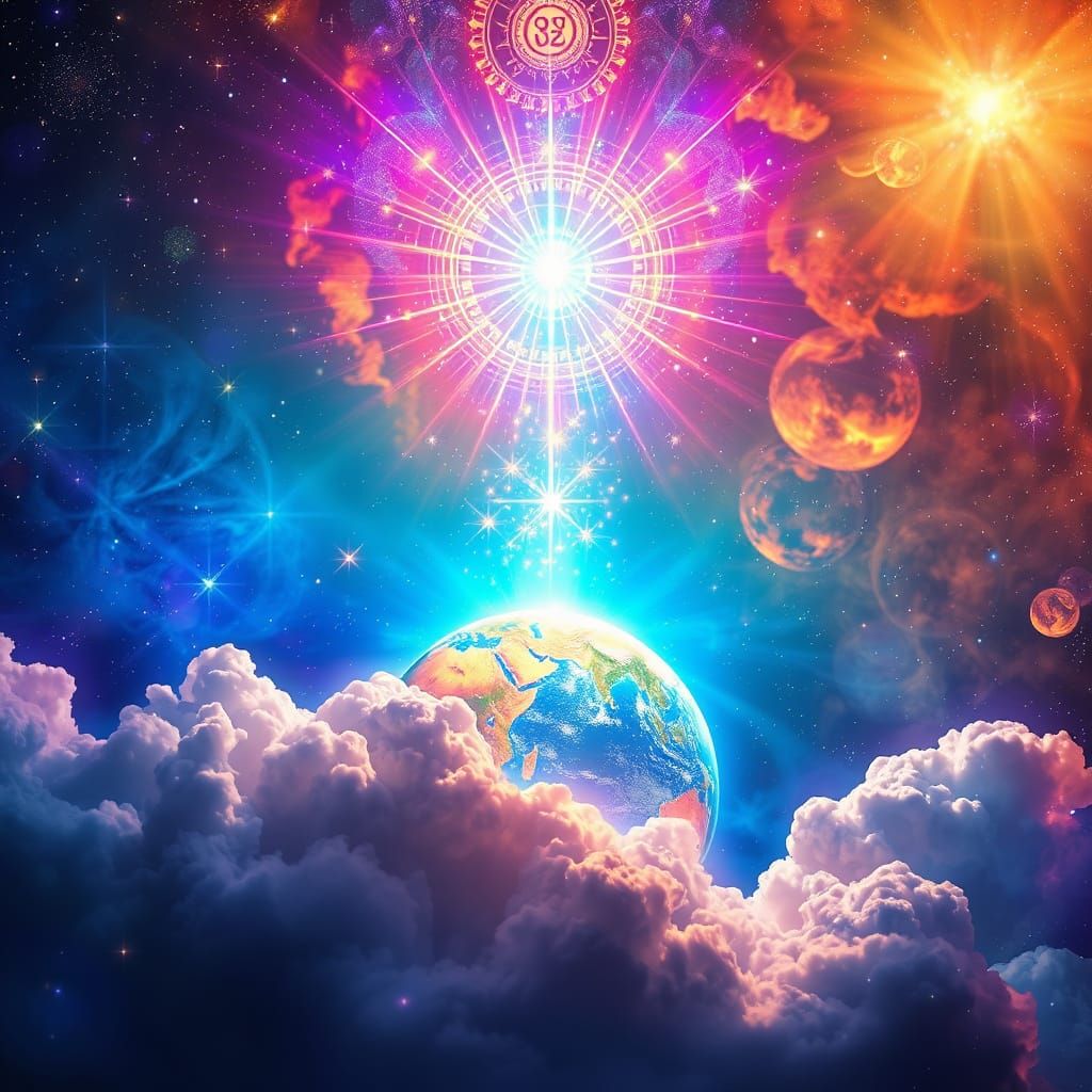 Cosmic Holy Spirit Descends Upon the Earth in Vibrant Astral...