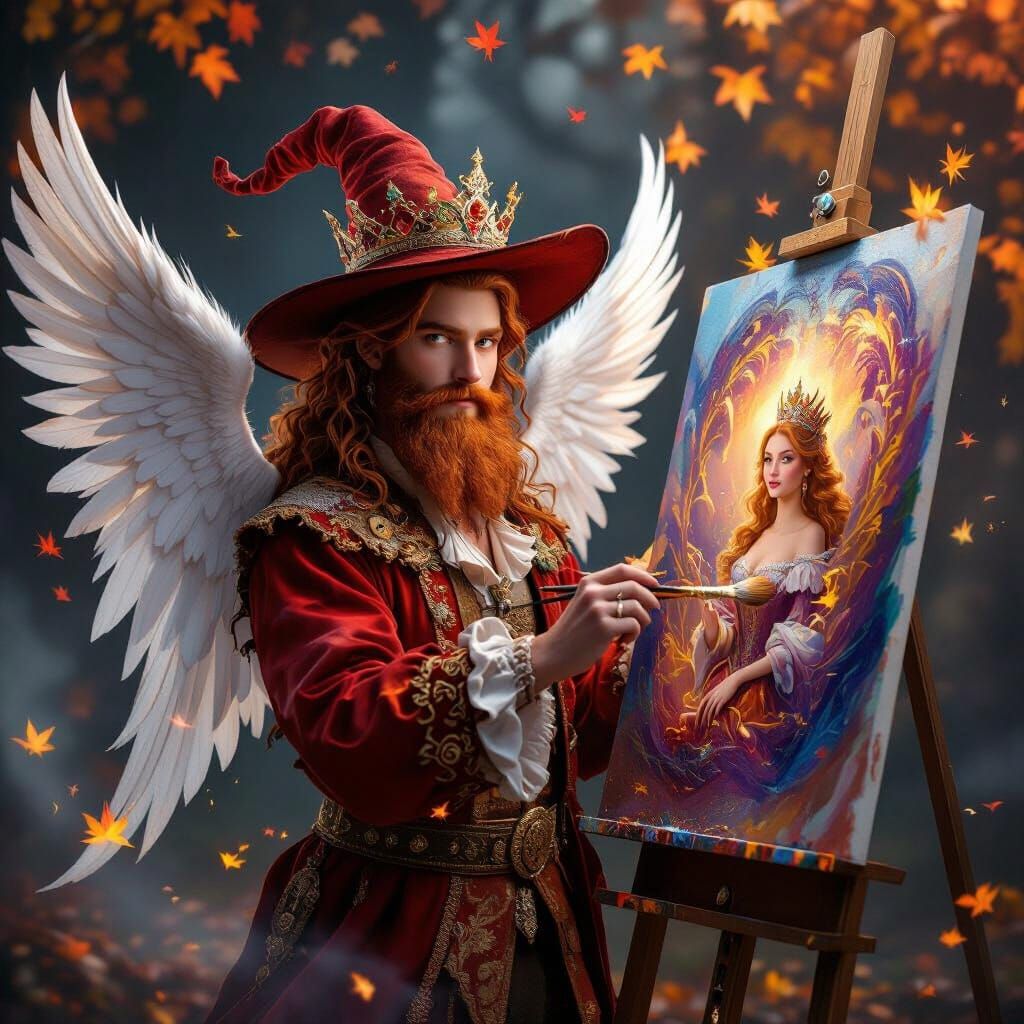 Angelic Artist Paints Masterpiece in Baroque Style