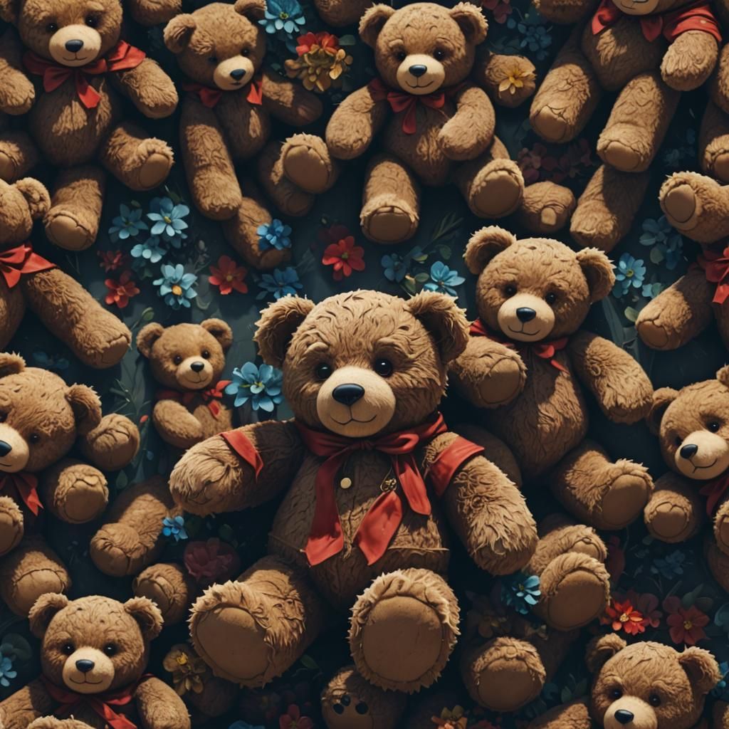 Hugging Teddy Bear in Detailed Matte Painting