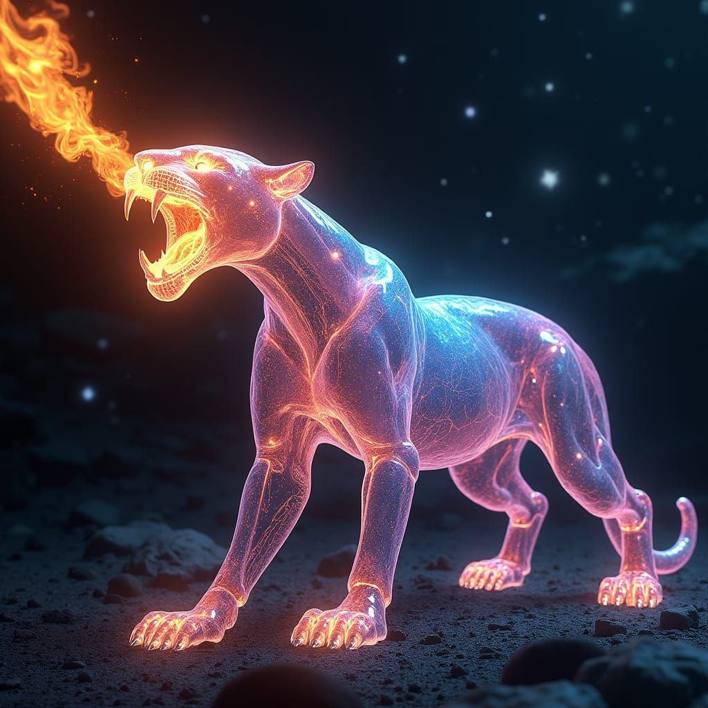 Surreal Hyperrealistic Panther Embodies Cosmic Power
